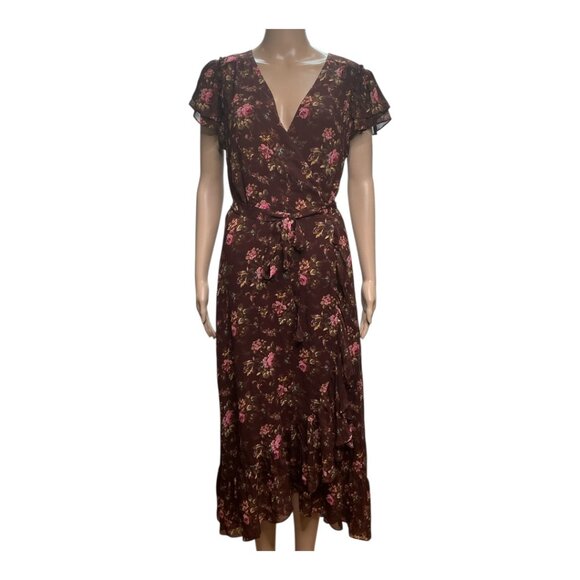 NWT Paige Neroli Rosewood Boho Chic Floral Print 100% Silk Wrap Dress Size M - Picture 7 of 14